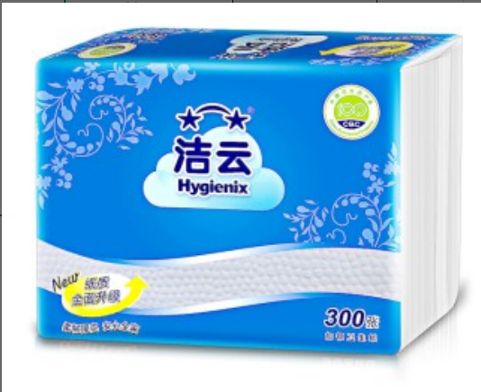 洁云 加韧平板卫生纸 300张/包（42包/箱）